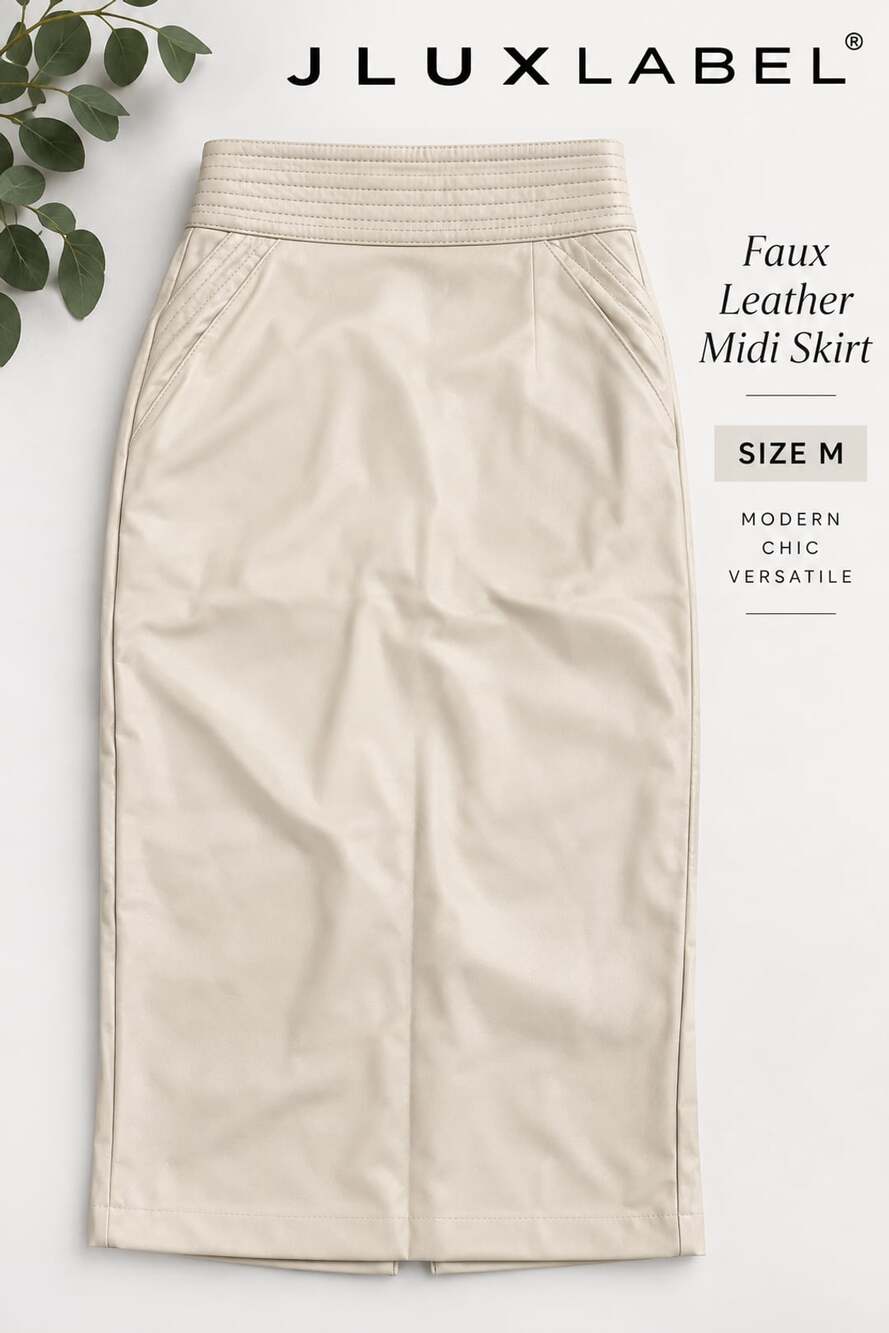 JLUXLABEL Faux Leather Midi Skirt